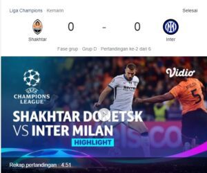 Hasil Liga Champions Grup D: Shakhtar Donetsk Vs Inter Milan